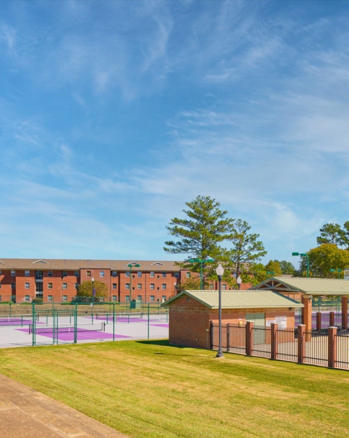 Purple pickleball courts at MGA's Dublin campus